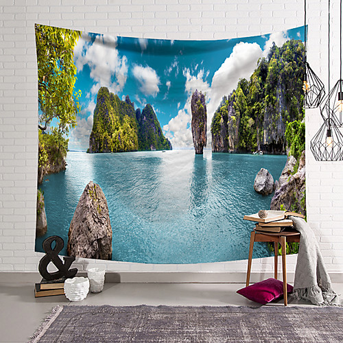 

wall tapestry art decor blanket curtain hanging home bedroom living room decoration sea island cliffs polyester