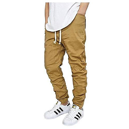 

men's color twill jogger pants with spandex