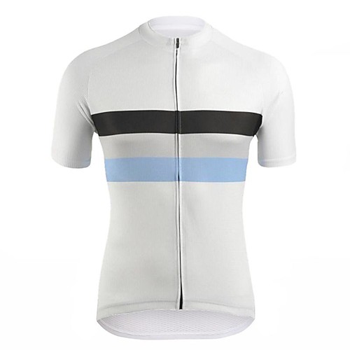 

21Grams Men's Short Sleeve Cycling Jersey White Stripes Bike Jersey Mountain Bike MTB Road Bike Cycling Breathable Sports Clothing Apparel / Athletic