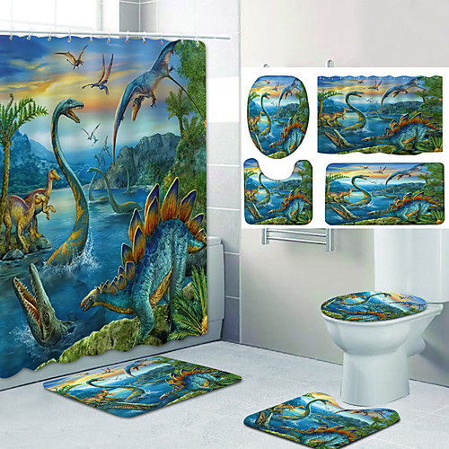 

Bathroom Shower Curtain & Mat Set Classic Polyester New Design