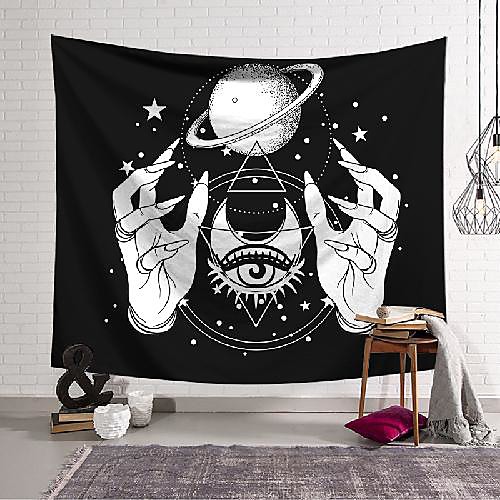 

Tarot Divination Wall Tapestry Art Decor Blanket Curtain Hanging Home Bedroom Living Room Decoration Mysterious Bohemian Eye Hand Saturn Polyester