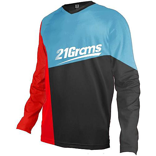 

21Grams Men's Long Sleeve Downhill Jersey Yellow Red Blue Patchwork Bike Jersey Top Mountain Bike MTB Road Bike Cycling UV Resistant Quick Dry Sports Clothing Apparel / Athletic
