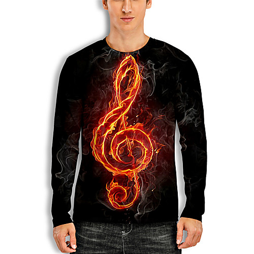 

Men's T shirt 3D Print Graphic 3D Print Long Sleeve Casual Tops Cartoon Classic Orange