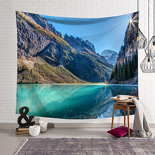 

wall tapestry art decor blanket curtain hanging home bedroom living room decoration landscape mountain lake polyester