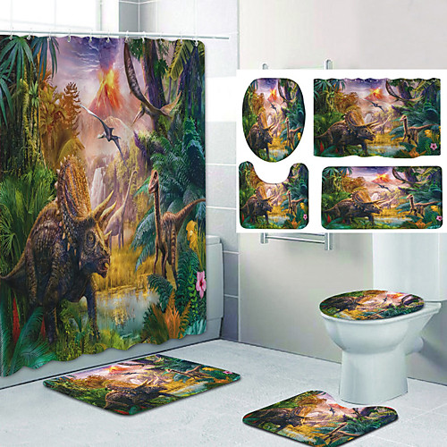 

Bathroom Shower Curtain & Mat Set Classic Polyester New Design
