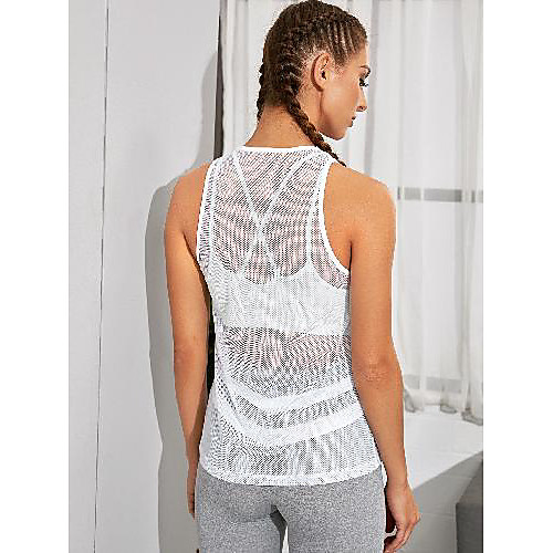 

Women's Sleeveless Running Tank Top Singlet Top Athletic Athleisure Nylon Breathable Soft Sweat Out Yoga Gym Workout Running Training Exercise Sportswear Solid Colored White Activewear Stretchy