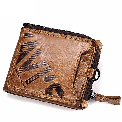 

Men's Bags Nappa Leather Cowhide Wallet Zipper Solid Colored Daily Baguette Bag Dark Brown