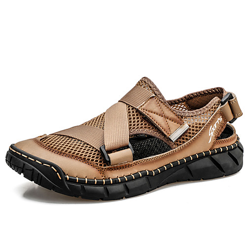 

Men's Sandals Daily Outdoor Walking Shoes Mesh Breathable Non-slipping Wear Proof Black Khaki Spring Summer