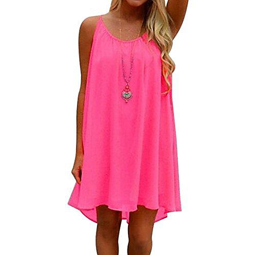 

women chiffon dress sleeveless strappy grid gown loose casual beach clothing (s, mulberry)