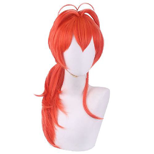 

Cosplay Wig Straight With Bangs With Ponytail Wig Long Orange Synthetic Hair 24 inch Women's Anime Cosplay Easy to Carry Orange