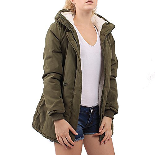 

eglemll women military winter casual coat fleece jacket long trench parkas