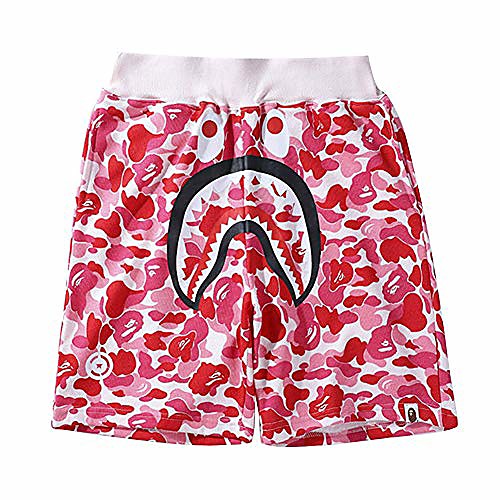 

shark pattern camouflage stitching shorts men drawstring sports shorts