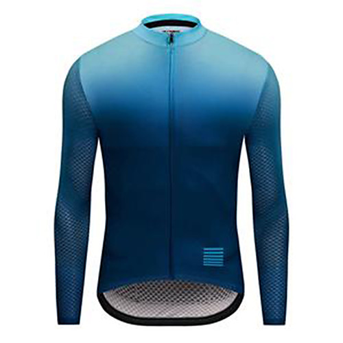 

21Grams Men's Long Sleeve Cycling Jersey Dark Navy Gradient Bike Jersey Mountain Bike MTB Road Bike Cycling Breathable Sports Clothing Apparel / Athletic