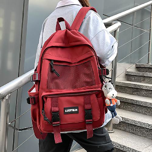 

Unisex Nylon Special Material School Bag Commuter Backpack Large Capacity Waterproof Buttons Zipper Sports & Outdoor Daily Black Blue Red
