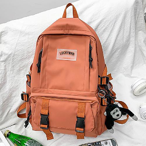 

Women's Unisex Nylon Special Material School Bag Rucksack Commuter Backpack Large Capacity Waterproof Buttons Zipper Solid Color Sports & Outdoor Daily Backpack White Black Red Orange Green