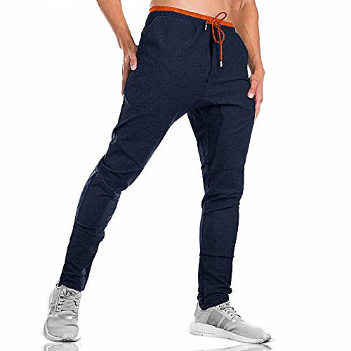 

men's jogging bottoms tracksuit bottoms fitness leisure cotton with drawstring 30 - 40, mens, dark blue-03, 40