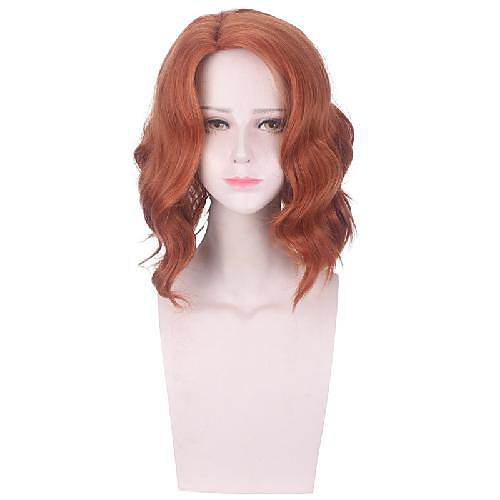 

Cosplay Costume Wig Black widow Curly Asymmetrical Wig Short Orange Synthetic Hair Women's Anime Cosplay Natural Orange