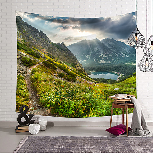 

wall tapestry art decor blanket curtain hanging home bedroom living room decoration mountain scenery beautiful lake polyester