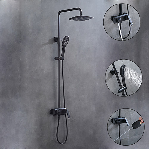 

Shower System / Rainfall Shower Head System Set - Handshower Included Rainfall Shower Contemporary Painted Finishes Mount Outside Ceramic Valve Bath Shower Mixer Taps