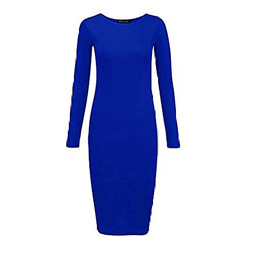 

women plain long sleeve stretch midi dress women bodycon jersey maxi dress royal blue large