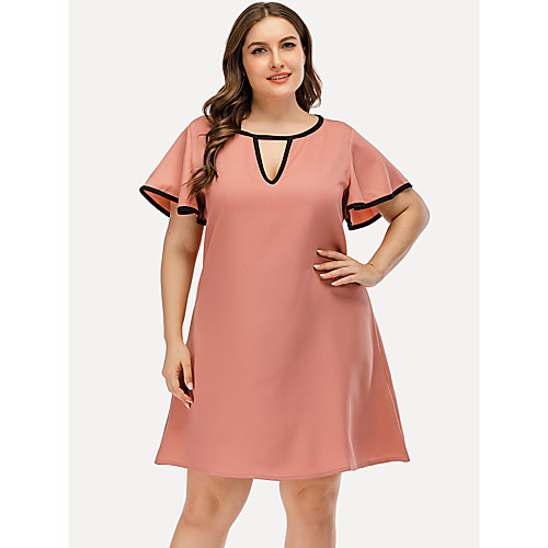 

Women's Plus Size Dresses A Line Dress Short Mini Dress Short Sleeve Solid Color Sexy Summer / Slim
