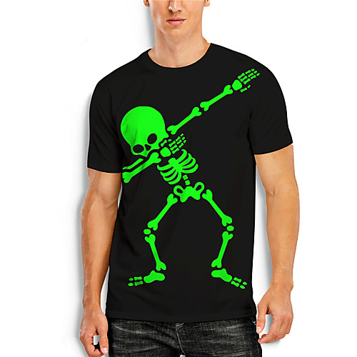 

Men's T shirt 3D Print Graphic 3D Skull Print Short Sleeve Casual Tops Simple Classic Green