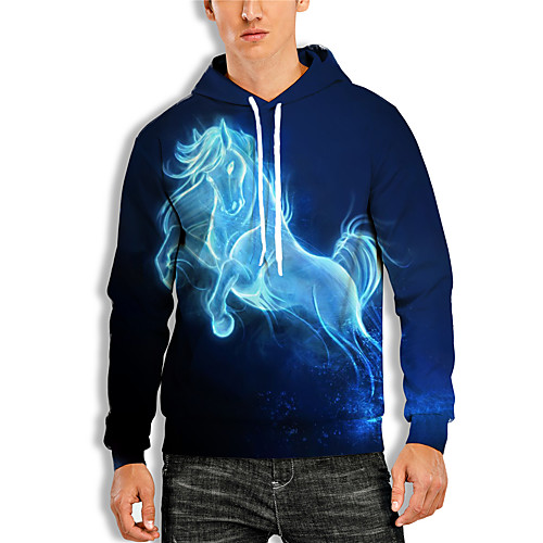 

Men's Pullover Hoodie Sweatshirt Animal Patterned Graphic 3D Print Daily 3D Print 3D Print Casual Hoodies Sweatshirts Blue