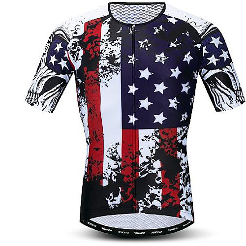 

21Grams Men's Short Sleeve Cycling Jersey Dark Navy Bike Jersey Mountain Bike MTB Road Bike Cycling Breathable Quick Dry Sports Clothing Apparel / Athletic
