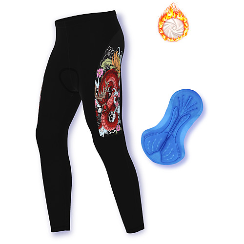 

21Grams Men's Cycling Pants Winter Fleece Spandex Bike Pants / Trousers Fleece Lining Warm Sports Dragon Black Mountain Bike MTB Road Bike Cycling Clothing Apparel Bike Wear / Stretchy / Athleisure