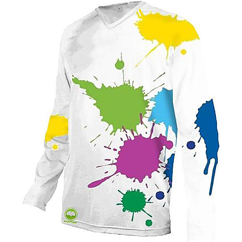 

21Grams Men's Long Sleeve Downhill Jersey White Graffiti Bike Jersey Top Mountain Bike MTB Road Bike Cycling UV Resistant Quick Dry Sports Clothing Apparel / Athletic