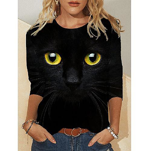 

Women's Plus Size Blouse Animal Long Sleeve Print Round Neck Tops Basic Top