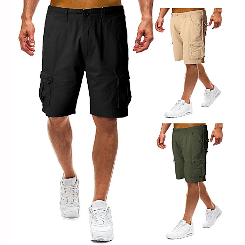 

Men's Hiking Shorts Hiking Cargo Shorts Solid Color Summer Outdoor 10 Ventilation Multi-Pockets Breathable Soft Cotton Shorts Bottoms Black Army Green Khaki Hunting Fishing Climbing 28 29 30 31 32