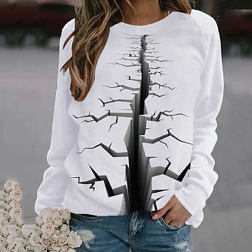 

Women's Pullover Sweatshirt Optical Illusion Print Party Daily 3D Print Party Hoodies Sweatshirts White