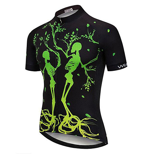 

21Grams Men's Short Sleeve Cycling Jersey Black Skull Bike Jersey Mountain Bike MTB Road Bike Cycling Breathable Sports Clothing Apparel / Athletic
