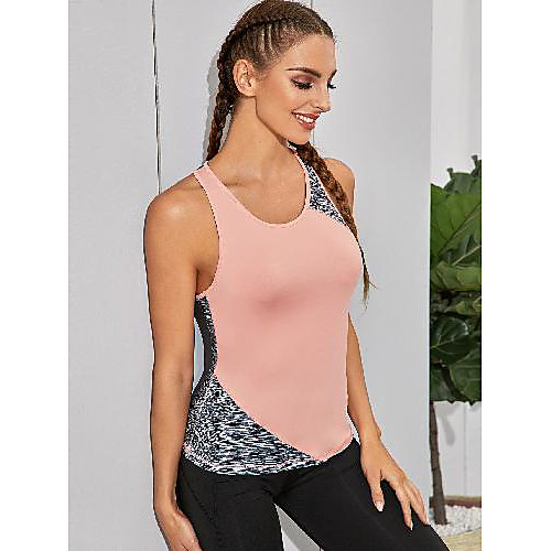 

Women's Sleeveless Running Tank Top Singlet Top Athletic Athleisure Spandex Breathable Soft Sweat Out Yoga Gym Workout Running Training Exercise Sportswear Patchwork Blushing Pink Activewear Stretchy