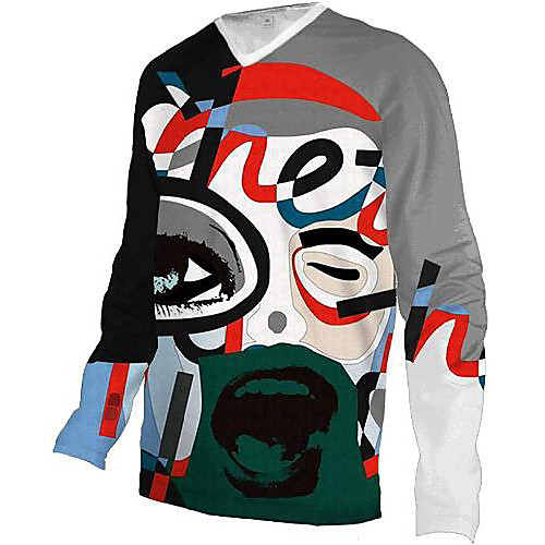 

21Grams Men's Long Sleeve Downhill Jersey Grey Bike Jersey Top Mountain Bike MTB Road Bike Cycling UV Resistant Quick Dry Sports Clothing Apparel / Athletic