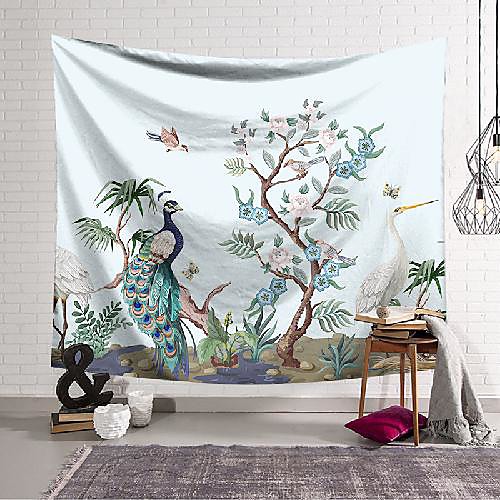 

wall tapestry art decor blanket curtain hanging home bedroom living room decoration peacock flower branch polyester