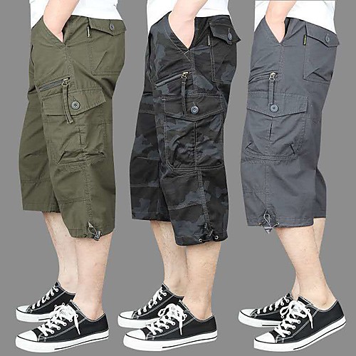 

Men's Hiking Shorts Solid Color Outdoor 12 Breathable Quick Dry Ultra Light (UL) Multi-Pockets Cotton Shorts ArmyGreen Black khaki Gray Hunting Fishing Climbing M L XL XXL XXXL