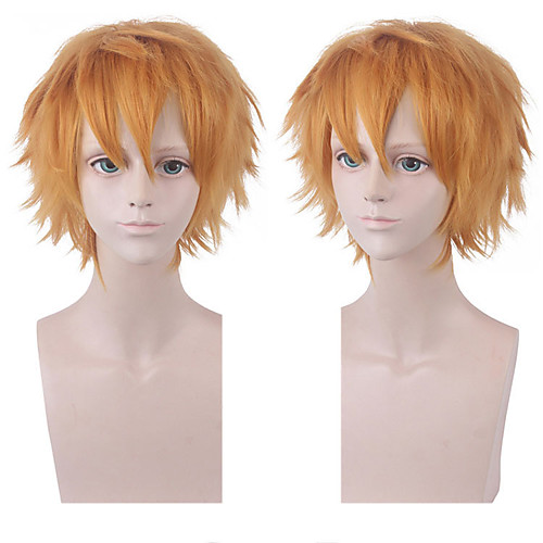 

Cosplay Costume Wig Synthetic Wig Loose Curl With Bangs Wig Short Orange Synthetic Hair Women's Anime Cosplay Orange
