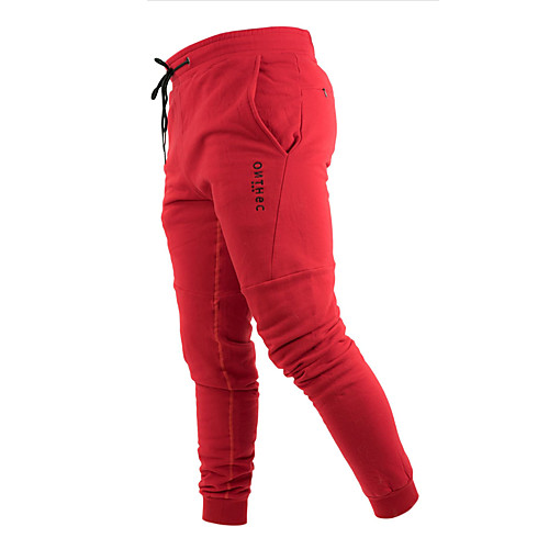 

Men's Sports & Outdoors Sporty Breathable Fitness Gym Jogger Pants Pants Letter Full Length Sporty Patchwork Drawstring Black Red Wine
