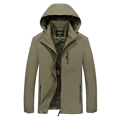 

Men's Hoodie Jacket Hiking Softshell Jacket Hiking Windbreaker Outdoor Solid Color Lightweight Windproof Breathable Quick Dry Jacket Top Fishing Climbing Camping / Hiking / Caving Sapphire khaki Army