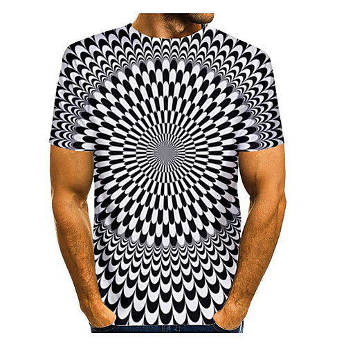 

Men's T shirt 3D Print Graphic Optical Illusion 3D Print Short Sleeve Daily Tops Black / White