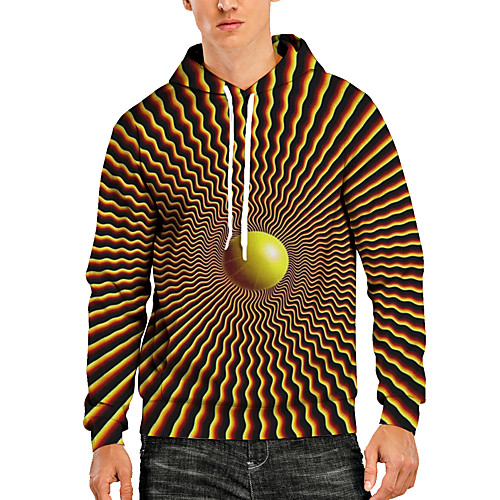 

Men's Pullover Hoodie Sweatshirt Graphic Optical Illusion 3D Print Daily 3D Print 3D Print Casual Hoodies Sweatshirts Yellow