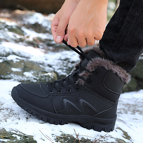 

Men's Boots Vintage Daily Outdoor Cycling Shoes Walking Shoes Nappa Leather Breathable Warm Waterproof Booties / Ankle Boots Dark Brown Black Color Block Winter