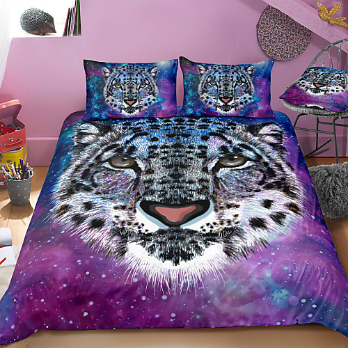 

Snow Leopard Print 3-Piece Duvet Cover Set Hotel Bedding Sets Comforter Cover with Soft Lightweight Microfiber For Holiday Decoration(Include 1 Duvet Cover and 1or 2 Pillowcases)