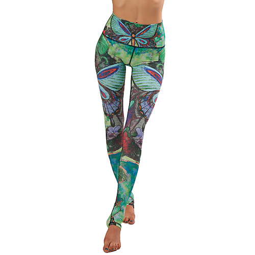 

Women's Casual Yoga Comfort Daily Gym Leggings Pants Print Patterned Calf-Length Patchwork Print Green