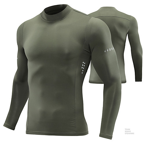 

Men's Long Sleeve High Neck Compression Shirt Running Shirt Top Athletic Athleisure Winter Spandex Thermal Warm Quick Dry Breathable Running Jogging Training Warm-Up Exercise Sportswear Solid Colored