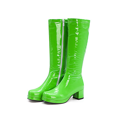 

Women's Boots Chunky Heel Square Toe Knee High Boots Casual Daily Walking Shoes PU Solid Colored White Black Purple