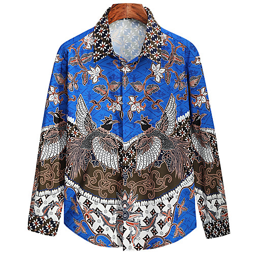 

Men's Shirt Other Prints Graphic Long Sleeve Daily Tops Blue
