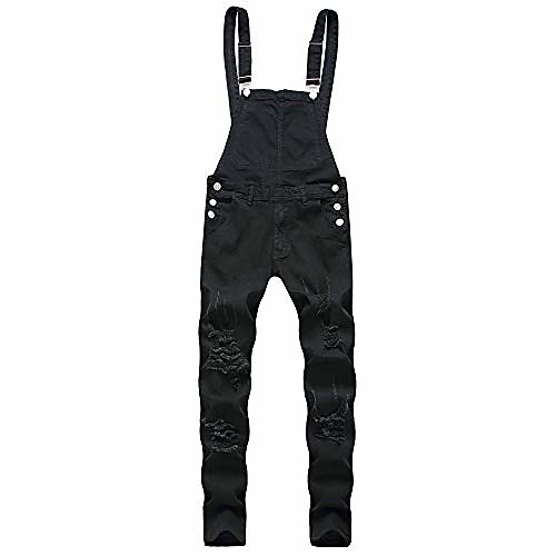 

men's pants denim overalls suspenders washed distressed classic solid color